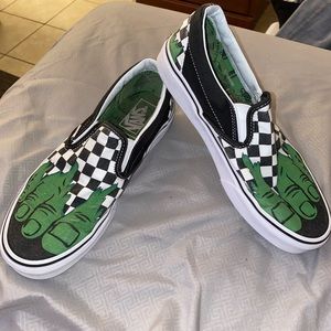 Limited edition marvel x vans hulk slip on’s